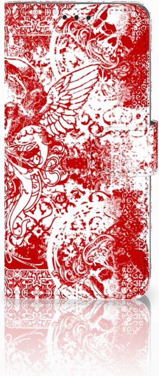 Book Case voor Telefoonhoesje met Naam Huawei P30 Pro Angel Skull Rood