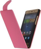 Roze Effen Classic Flipcase Hoesje Huawei P8 Lite - Cover Case Hoes