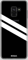 BOQAZ. Samsung Galaxy A8 hoesje - schuine strepen wit