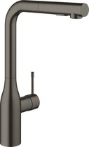 GROHE Essence New keukenkraan - Hoge uitloop - Met uittrekbare handdouche - Dual spray - Hard Graphite geborsteld (mat antraciet)