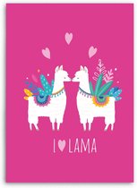 Lama - Fleeceplaid - 130 x 160 cm - Roze