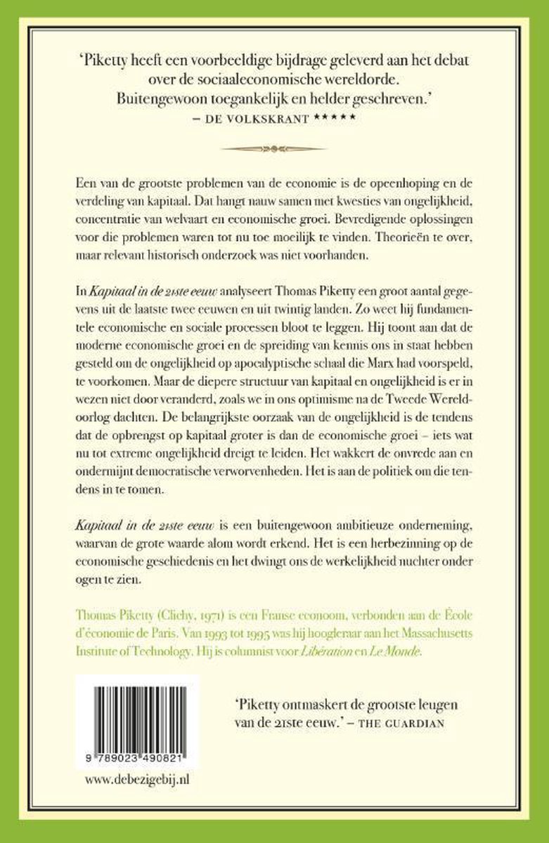 Kapitaal in de 21ste eeuw - back cover