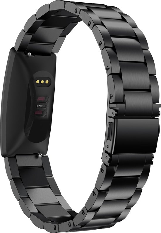 SmartphoneClip® Metaal schakel Zwart Bandje geschikt voor Fitbit Inspire | Inspire 2 | Inspire HR