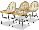 Eetkamerstoelen natuurlijk rattan 4 st (incl. vloerviltjes)