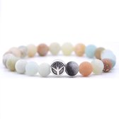 Mala armband van natuursteen - amazoniet steen – Peace Symbool – 19 cm - Rhylane®