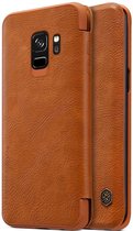 Hoesje voor Samsung Galaxy S9, Nillkin Qin series bookcase, cognac bruin