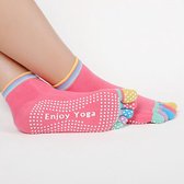 Chaussettes de yoga avec antidérapantes - roses avec des orteils colorés - du 36 au 40