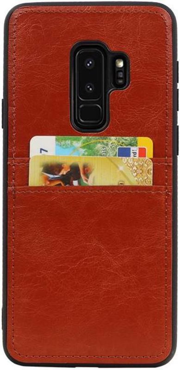 Bruin Back Cover 2 Pasjes Hoesje voor Samsung Galaxy S9 Plus