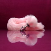 Kleine buttplug met lange staart - 75 cm - Roze - Maat S - Anaal plug met licht roze staart - PinkPonyClubnl
