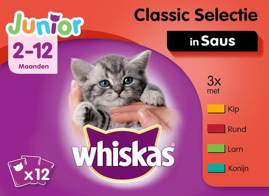 Whiskas Junior Katten Natvoer - Classic Selectie in saus - 48 x 100 gram