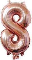 Rosé XL Folieballon cijfer 8 - 80/100 cm