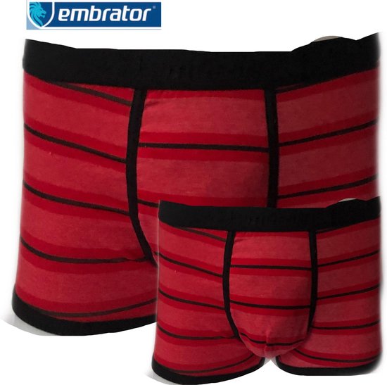 Embrator 2-pack boxer homme rayé rouge taille M