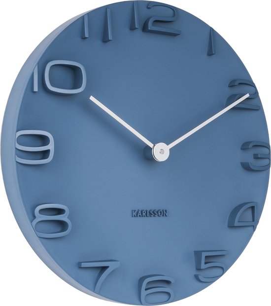 Karlsson Klok Wall clock On The Edge blue w. chrome hands bol