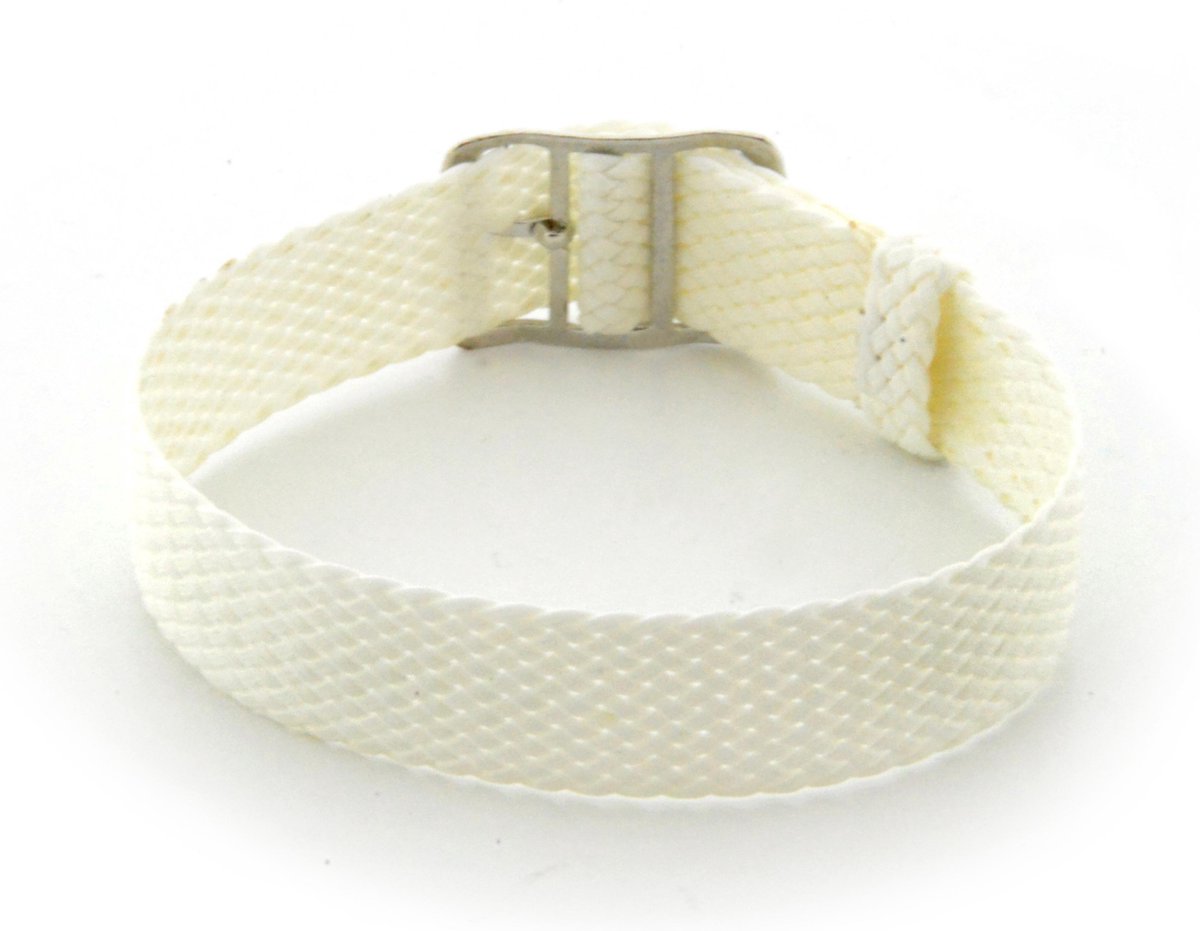 Horlogeband Universeel PRLN.18.W Onderliggend Nylon-perlon Wit 18mm