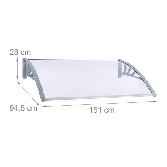 UISEBRT Transparent Polycarbonat Haustürvordach 120 x 100 cm mit 5 mm