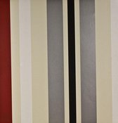 Dutch Wallcoverings Papierbehang - Streep - Crème/rood/zwart