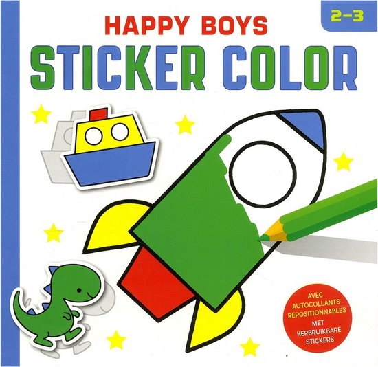 Thumbnail van een extra afbeelding van het spel Happy boys sticker color (2-3 j.)