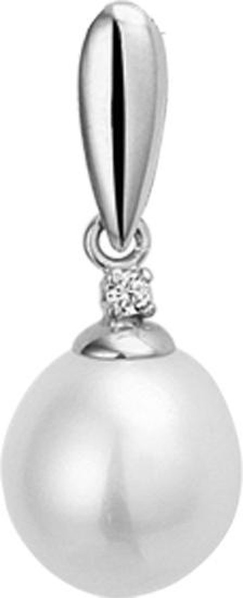 The Jewelry Collection Hanger Parel En Zirkonia 14 X 8,5 mm - Goud