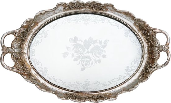 Clayre & Eef 63270 - spiegeldienblad barok baroque Schaal, onderbord  Dienblad 28*45*5 cm | bol.com