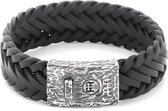 Rebel and Rose Silver Line Braided Raw Vintage Armband RR-L0073-S-L (Lengte: 18.00-19.50 cm)