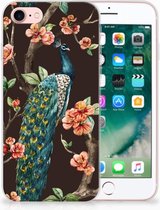 Housse TPU Silicone Etui pour iPhone SE (2020) | 7/8 Coque Téléphone Peacock Avec Des Fleurs