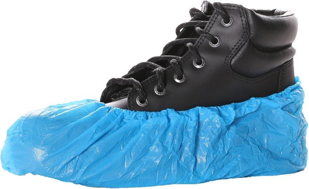 Wegwerp overschoen polyethyleen 55 mu blauw - zak 100 stuks