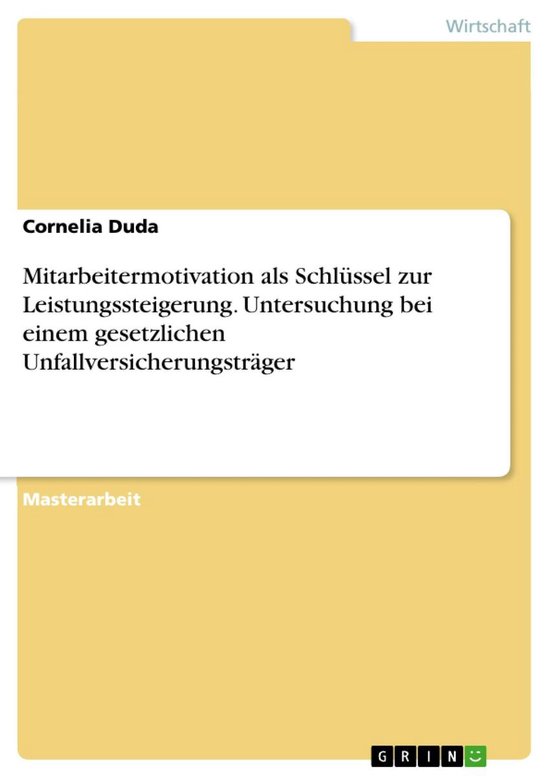 Mitarbeitermotivation als Schlüssel zur Leistungssteigerung ... - cover