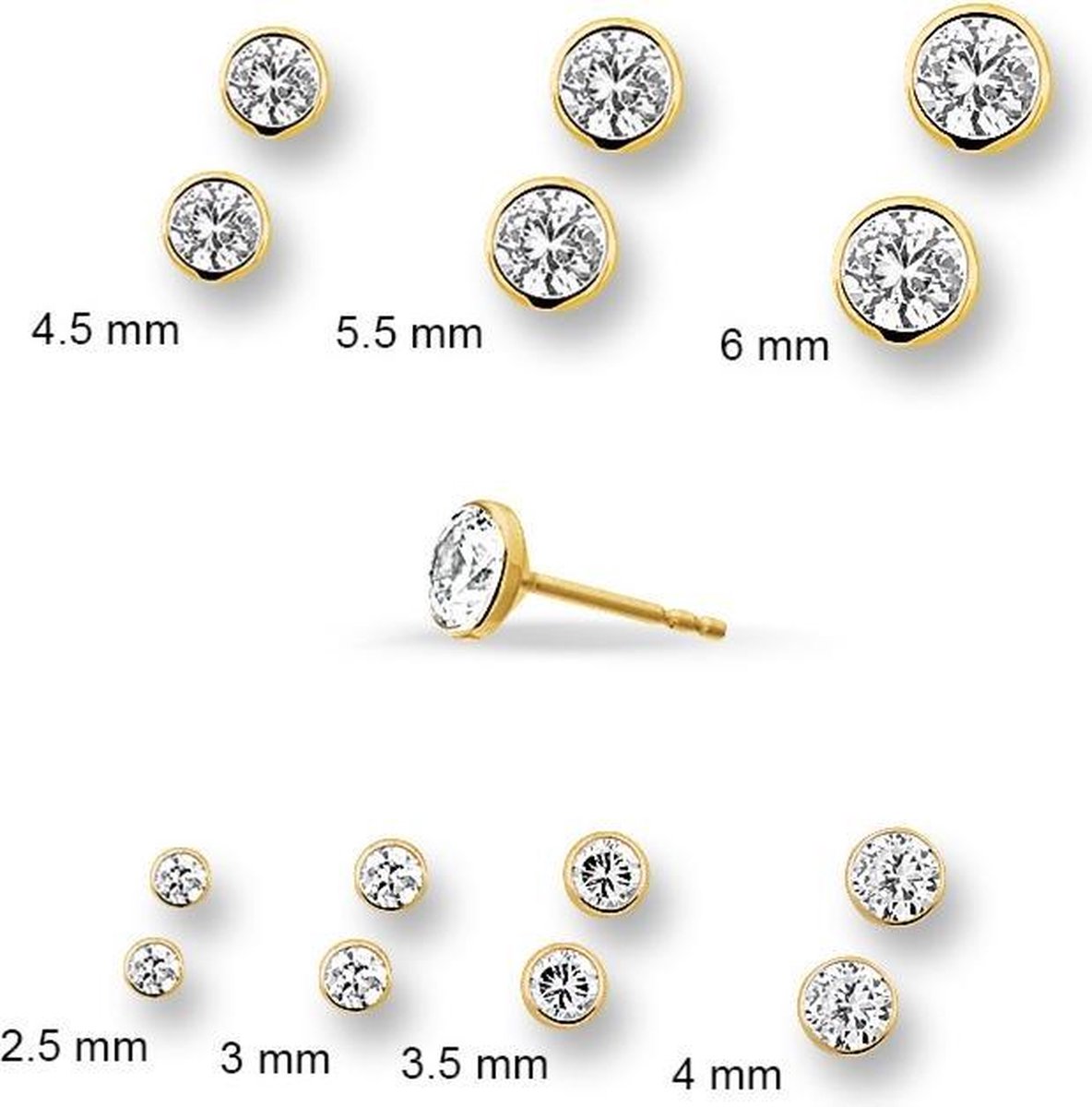 Huiscollectie 4000750 Gouden solitair oorstekers