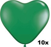 Hartjes ballonnen groen, 10 stuks, 28 cm