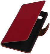 Fuchsia echt leer bookcase voor de Huawei Y6 wallet Telefoonhoesje