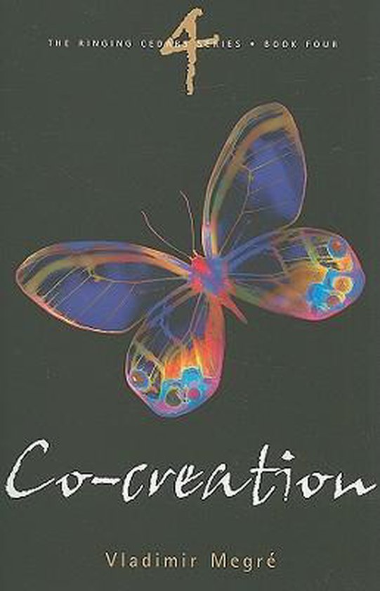 Boek 'Co-creation' uit De Ringkende Ceders-serie, deel 4, met een vlinder op de kaft.