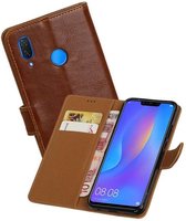 Zakelijke Book Case Telefoonhoesje Geschikt voor de Huawei P Smart Plus - Portemonnee Hoesje - Pasjeshouder Wallet Case - Bruin