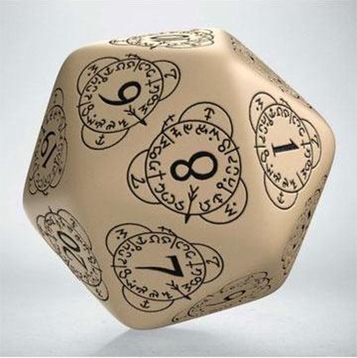 Q-Workshop dobbelsteen D20 level counter beige & zwart voor spellen.