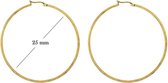 Statement Oorbellen - Stainless Steel Hoop Earrings - Gold - Dia: 25mm