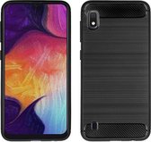 Pearlycase Zwart Carbon Geborsteld TPU Backcover Hoesje voor Samsung Galaxy A10