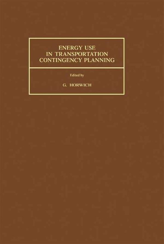 Energy Use in Transportation Contingency Planning (ebook), George ...