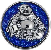 Quiges - Dames Click Button Drukknoop 18mm Boeddha Meditatie Blauw - EBCM112