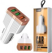 Ldnio C702 Autolader voor auto en vrachtauto 12-24V 3 USB poorten Met 1 Meter Micro USB Kabel geschikt voor o.a LG Leon Nexus 5X Stylus 2 Xpower 2