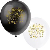 Happy new year ballonnen zwart - wit