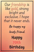 Our Friendship is Like Gold Bright and Exclusive Happy 70th Birthday