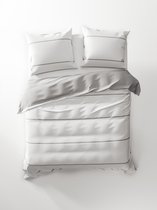 Dekbedovertrek Jason - Wit -  1-persoons (140 x 220 cm + 1 kussensloop) - Percale - Wit |  Grijs - Heckett Lane