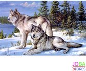 Set de peinture au diamant "JobaStores®" loups - complet - 40x30cm