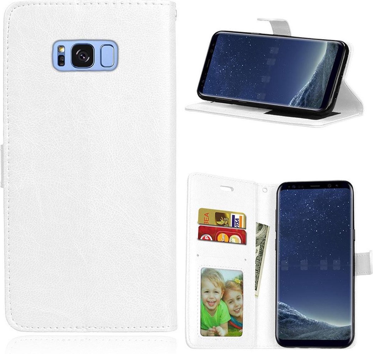 Telefoonhoes Geschikt voor: Samsung Galaxy S8 portemonnee hoesje - Wit