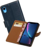 Zakelijke Book Case Telefoonhoesje Geschikt voor de iPhone XR - Portemonnee Hoesje - Pasjeshouder Wallet Case - Blauw