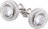 Brigada - oorbellen met ronde zirkonia steen - 925 sterling zilver