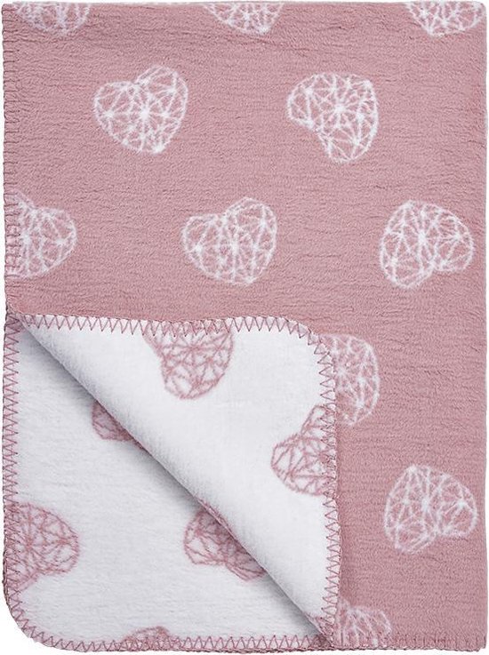 Meyco Geometric Heart ledikantdeken - 120 x 150 cm - oudroze