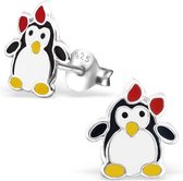 Oorbellen zilver pinguin met strik|blingdings