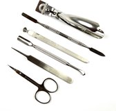 Set 3 / uitgebreide manicure & pedicure set / zilver / nagelschaar / pedicure pusher / tipknipper / tweezer / spatel