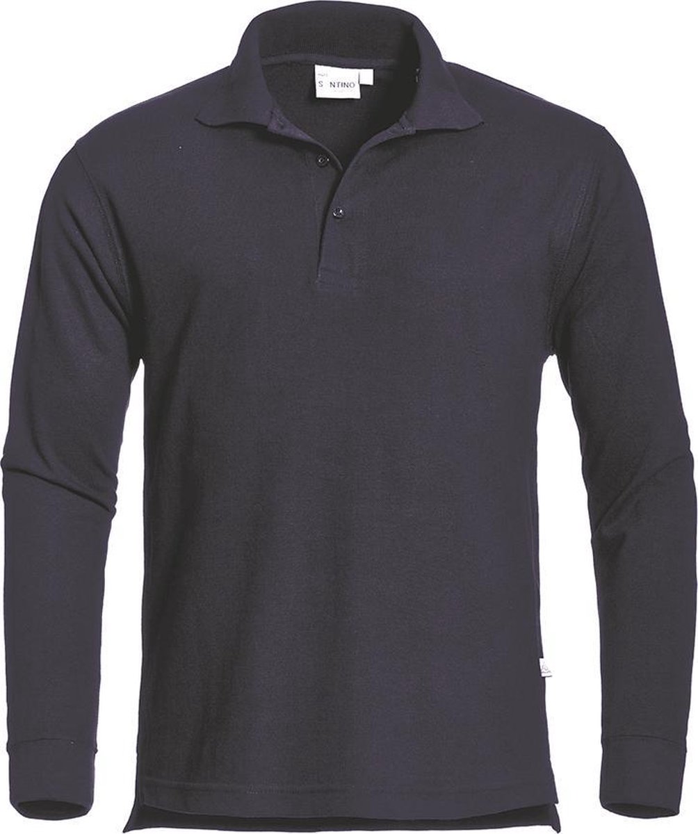 Santino Matt Polo-shirt lange mouwen - Marine - XXL