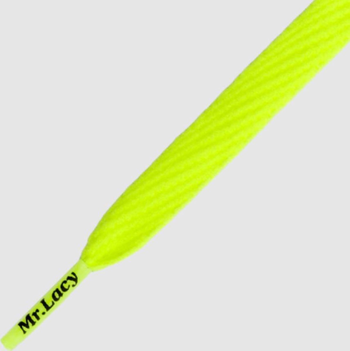 Mr. Lacy - Schoenveters - Veters - Sneakerveters - Flatties - Plat - Neon Geel - Veterlengte 130 cm – Breedte 10 mm